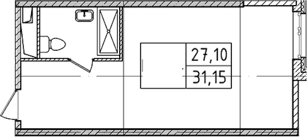 Квартира студия 31.15 м², 3/14 эт., Комплекс апартаментов «Ladozhsky Avenir»